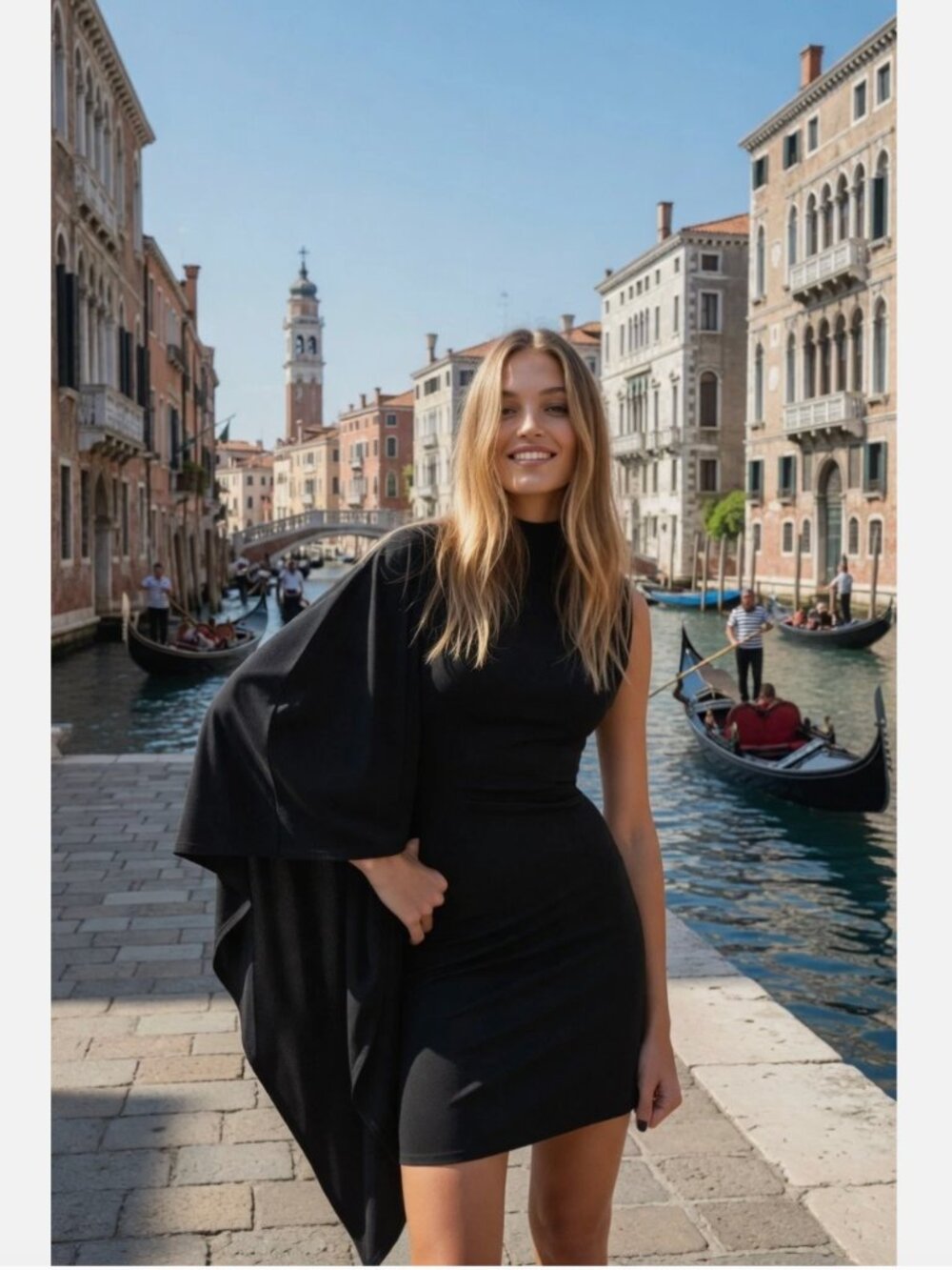 Zara Studio Limited Edition black asymmetric cape sleeve dress